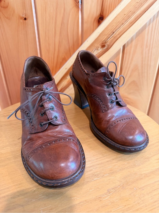 Robert Mengoni Shoes - Italian Brown Leather Lace-Up Heeled Oxfords